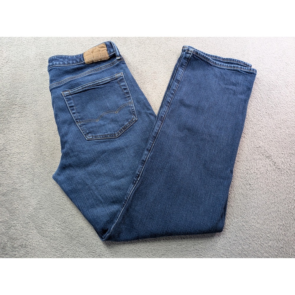 American Eagle Airflex+ Mens Jeans Blue Medium Wash 31x30 Slim Straight Denim